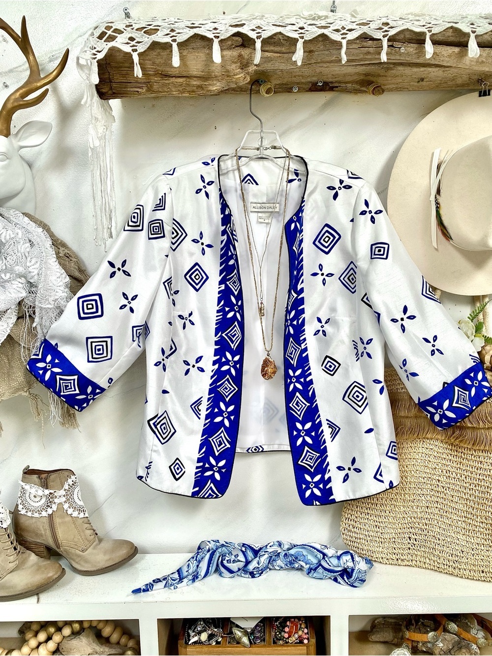 Mediterranean coastal vibe boho summer jacket w resort vacay beach vibe